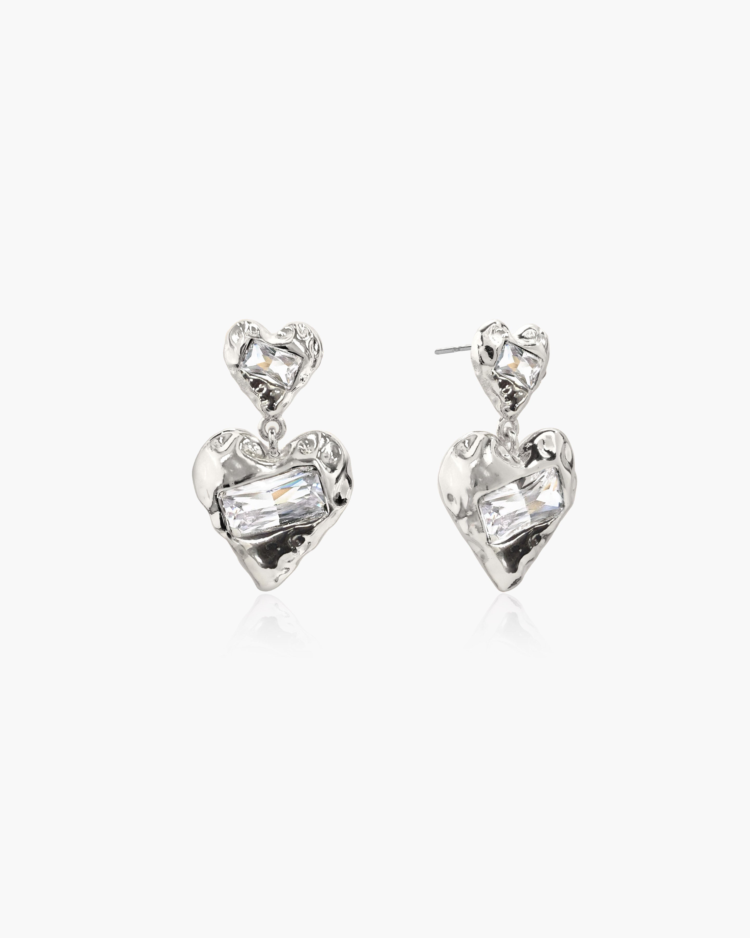 Forever Heart Earrings in Silver